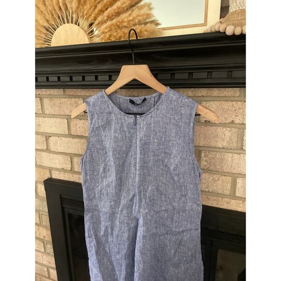 Kal Rieman Linen Pleated Mini Dress Womens XS Blue - Picture 2 of 6